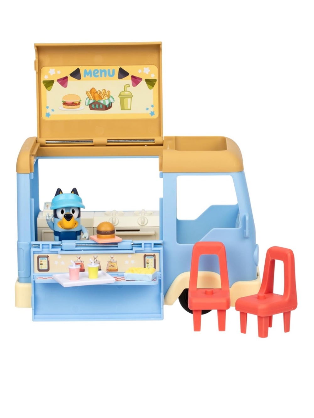 Bluey Food Truck Playset — Transforms to a Café with Dining Area and Chairs NEW